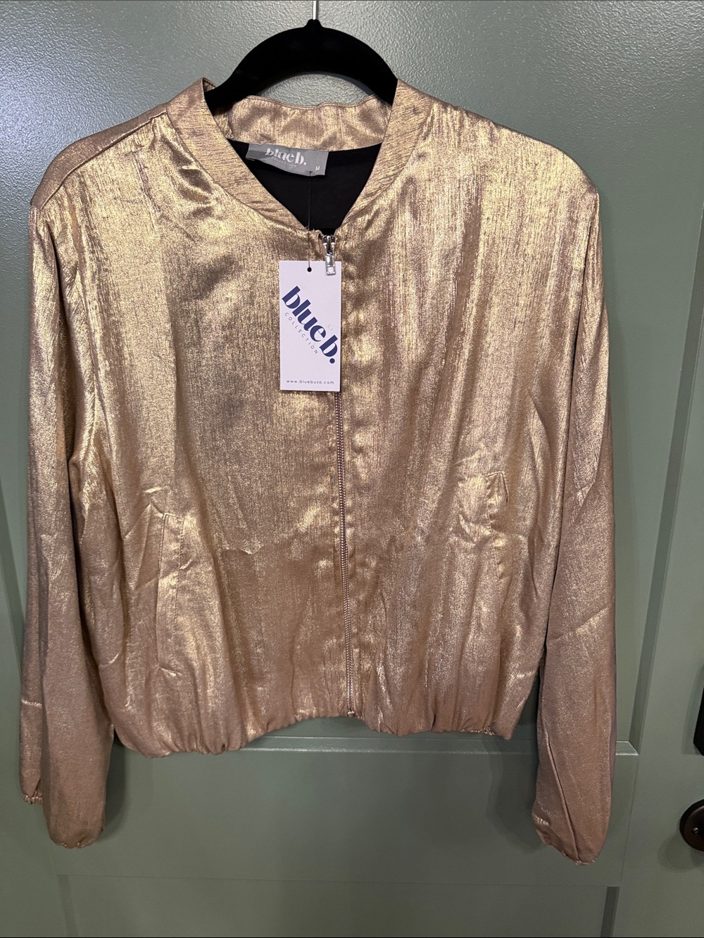 Blue B. Metallic Gold Bomber Jacket - Women